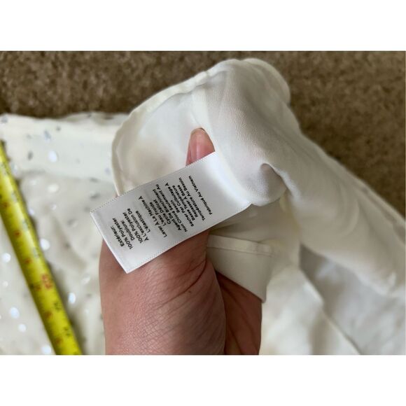 Talbots NWT Smocked Cheerful Dots Top White Silver Polka Dots, Sz XL, MSRP $109 - Picture 9 of 11